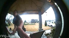 US doorbell cam catches mail man 'kung fu fighting' his way back to his truck