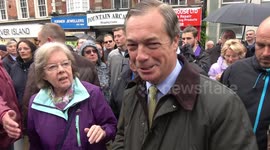 Nigel Farage hits rain-soaked Dudley for walkabout on EU elections campaign