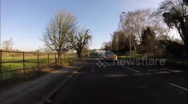 BT Openreach Van passes cyclist closely