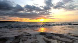 4K Waves Bali Beach with traditional Fishing Boats During Sunset Ocean Sound