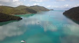 Beautiful Morning 2.7K Drone Aerial View Nara Inlet Hook Island Whitsundays