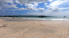 4K Waves Bali White Sandy Beach traditional Fishing Boats Clouds Ambient Sound