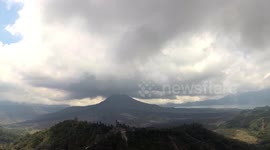 4K cloudy Bali Volcano Mount Batur Caldera panning Time Lapse Landscape