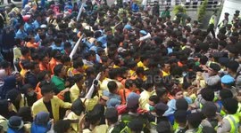 College students clashed with police in Indonesia over allegations of election tampering