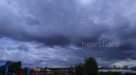 Time lapse of stormy skies above Leeds skyline