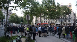Protest demo toward the Elysee Palace against the death of Vincent LAMBERT after decision of the justice and the Council of Europe. Crowd shouts