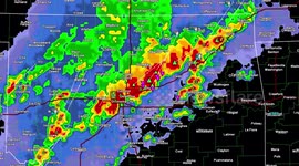 Oklahoma severe weather thunderstorm and tornado outbreak as seen on doppler radar tonight