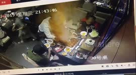 Hotpot explodes when waitress tries to take lighter out