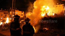 Firefighters protect the population of Hasidic Jews during Lag Baomer