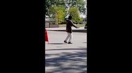 Young man acting like a Kung Fu master