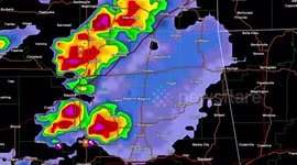 Tornado warned severe thunderstorms on doppler radar in Oklahoma this evening as severe weather outbreak continues