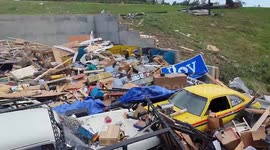 Massive property devastation after a monster tornado rips through Jefferson City, Missouri USA