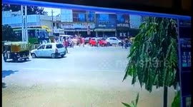 Incredibly lucky pedestrian cheats death twice on busy road