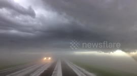 Hail fog on Nebraska highway creates crazy visual effect