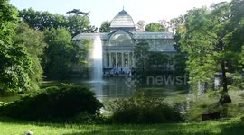 Spring in the lake of Retiro Park in Madrid, Spain