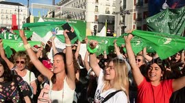 Mass demonstration in Madrid, Spain for the International Day of Action for Women's Health