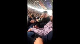 Sleepy Derby fan joins in with chant