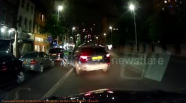 Driver knocks cyclist off bike in shocking manoeuvre on a London road