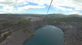 Man films descent on 'world's fastest zipline' - Wales' Velocity 2