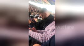 Drowsy Derby County fan springs to life joining in with chant at Championship play-off final