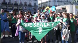 Argentinian feminists protest for legal abortion, safe and free abortion.