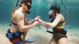 US man proposes to girlfriend 30 feet underwater on scuba diving trip in Caribbean Sea