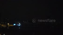 Lightning Storm with Rolling Thunder and Rain in the City