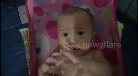 Funny, baby shower waterfall in the bathroom