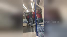 Angry Arsenal fans fight amongst each other on London tube after Europa League final defeat