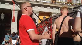 Central Madrid is full of revellers while football legends' jerseys are on display