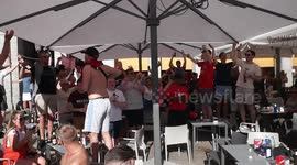 Liverpool Fans celebrating at Plaza Mayor in Madrid, Spain