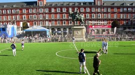activities in plaza mayor during the final of champions league in Madrid, Spain