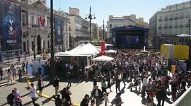 activities during the final of champions league in square mayor in Madrid, Spain