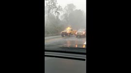 Near miss as tornado flattens pathway in front of driver in Maryland!