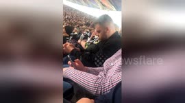 Drowsy Derby County fan springs to life joining in with chant at Championship play-off final