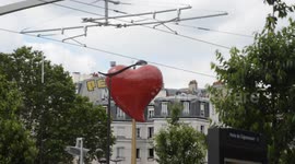 Giant turning heart created a scandal because of its price of 650000 euros.It is installed since the Valentine's Day 2019.  Images of the 31 may 2019. Paris, Porte Clignancourt.