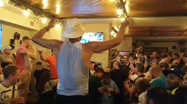 English football fans in very high spirits in Madrid ahead of final