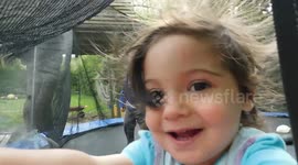 Static Electricity Powered HappyToddler on Trampoline