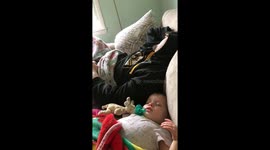 Dad and baby snoring together