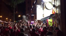 Liverpool FC fans celebrate after wins the Champions League Final in Madrid