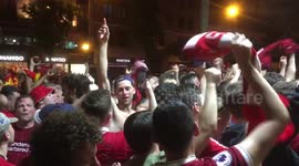 Moment Liverpool fans in Madrid celebrate win at final whistle