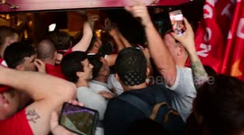 Jubilant Liverpool fans in Madrid bar celebrate at final whistle