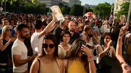 Demonstration in favor of Manuela Carmen mayoress in the palace of communications in Madrid, Spain