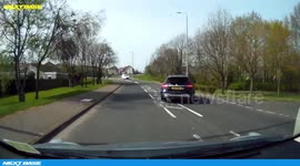 Instant karma for careless driver in Scotland who swerves straight into a tree