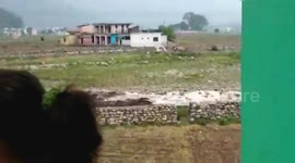 Massive water flood River as clouds brust in Northern India.