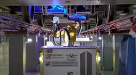 Robots help with maintenance work on bullet trains in Shanghai