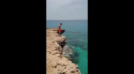 Cliff jumping in Cyprus