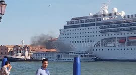 Moment cruise ship rams into tourist boat at Venice harbour