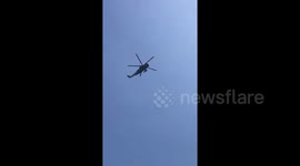 Marine One helicopter with Trump aboard flies over London