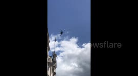 Marine One helicopter with Trump aboard flies over London